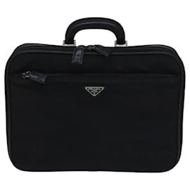 Prada-PRADA Business Bag Nylon Black Silver Auth bs23613-Black,Silvery