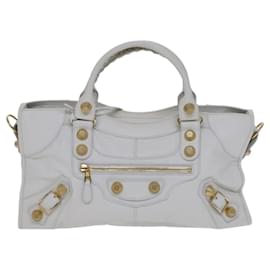 Balenciaga-BALENCIAGA The Giant Part Time Hand Bag Leather 2way White Auth yk17718A-White