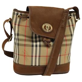 Autre Marque-Burberrys Nova Check Shoulder Bag Canvas Beige Gold Auth BA750-Beige,Golden
