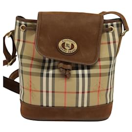 Autre Marque-Burberrys Nova Check Shoulder Bag Canvas Beige Gold Auth BA750-Beige,Golden