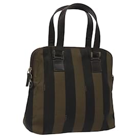 Fendi-Sac à main en toile Pecan FENDI marron noir Auth BD592-Marron,Noir