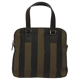 Fendi-Sac à main en toile Pecan FENDI marron noir Auth BD592-Marron,Noir