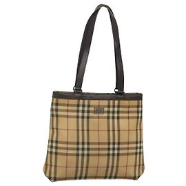 Bolsa Tote Burberry Nova Check em PVC bege e marrom Auth BA619 Marrom Bege