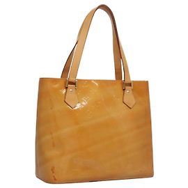 LOUIS VUITTON Monogram Vernis Bolsa de Mano Houston Beige M91004 LV Auth BA742 Beige