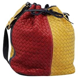 Autre Marque-BOTTEGA VENETA INTRECCIATO Shoulder Bag Leather Yellow Red Auth EC586-Red,Yellow