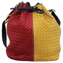 Autre Marque-BOTTEGA VENETA INTRECCIATO Shoulder Bag Leather Yellow Red Auth EC586-Red,Yellow