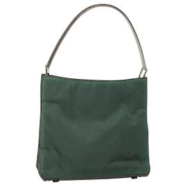 PRADA Shoulder Bag Nylon Green Silver Auth EC761 Silvery Green