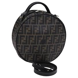 Fendi-FENDI Zucca Canvas Shoulder Bag 2way Brown Black Auth mr1068-Brown,Black