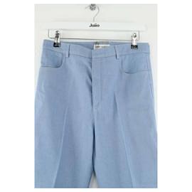 Saint Laurent-Blue cotton straight pants-Blue