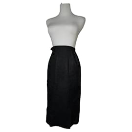 Balenciaga-Vintage Balenciaga Wool Skirt Black 34/XS-Black