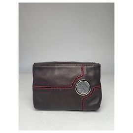Céline Clutch de cuero vintage Celine París negro y rojo Castaño