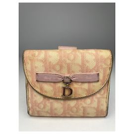 Cartera de cuero oblicua vintage de Dior beige rosa Rosa