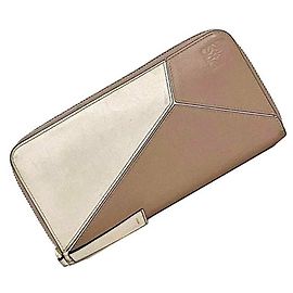 Portefeuille Long Rond Loewe Blanc Beige