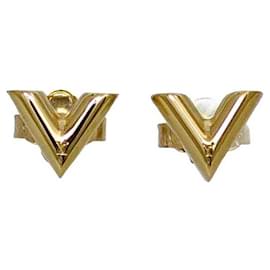 Louis Vuitton-Louis Vuitton Gold Essential V Stud Earrings-Other