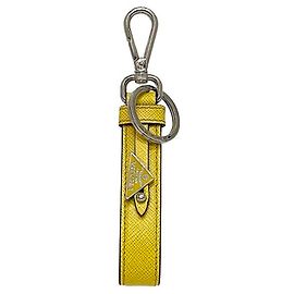 Prada Saffiano Leder Schlüsselanhänger Gelb