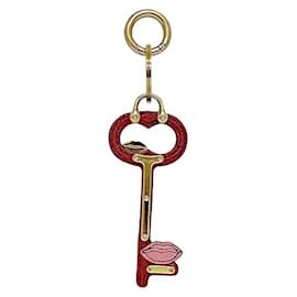 Prada-Prada Saffiano Leather Keyring-Pink,Red,Golden