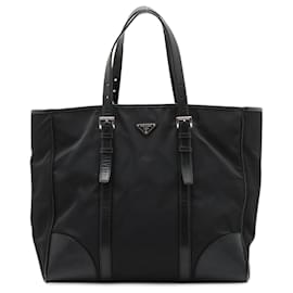 Prada-Prada Saffiano Leather and Nylon Shoulder Bag-Black