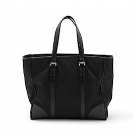 Prada-Prada Saffiano Leather and Nylon Shoulder Bag-Black