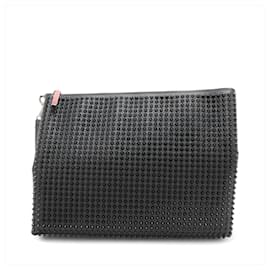 Christian Louboutin-Christian Louboutin Peter Pouch Spike Studs Leather Clutch Bag-Black