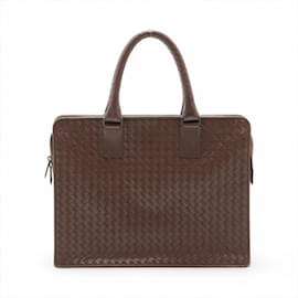 Bottega Veneta-Bottega Veneta Intrecciato Leather Tote Bag-Brown