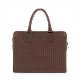 Bottega Veneta-Bottega Veneta Intrecciato Leather Tote Bag-Brown