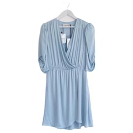 Lanvin-Lanvin Resort Sky Blue Silk Draped Dress Spring 2022-Light blue