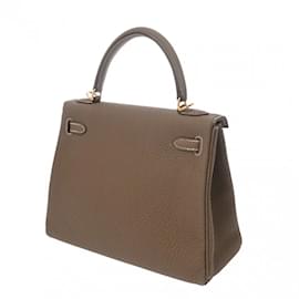 Hermès-Sac à main Hermes Kelly 25 en cuir Togo-Taupe