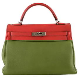 Hermès-Kelly 32 handbag in leather-Red