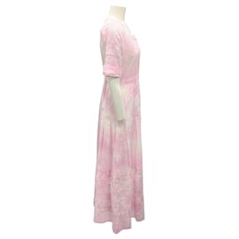 Autre Marque-LoveShackFancy Pink / White Tie-Dye Cotton Maxi Dress-Pink