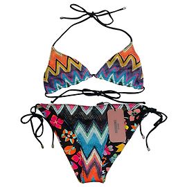 Bikini réversible Missoni Mare marron multi zig zag / floral Multicolore
