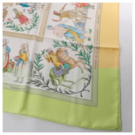 Hermès-Hermès Carré 90 "COSTUMES CIVILS ACTUELS" 100% Silk Scarf in Beige-Beige