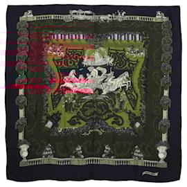 Hermès-Hermès Carré Geant "LE PARADIS DU ROY" Cashmere & Silk Scarf in Navy-Navy blue
