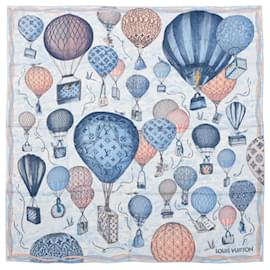 Louis Vuitton-Louis Vuitton "up AND away" 100% Silk Scarf in Blue M78448-Blue