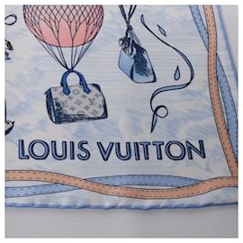 Louis Vuitton-Louis Vuitton "up AND away" 100% Silk Scarf in Blue M78448-Blue