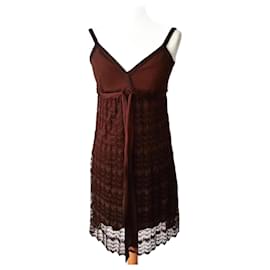 Autre Marque-Vestido de Encaje Marrón-Brown