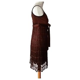 Autre Marque-Vestido de Encaje Marrón-Brown