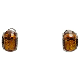 Autre Marque-Pendientes Oro Blanco con Topacio y Brillantes-Other