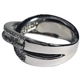 Autre Marque-Anillo Cruzado con Brillantes de Platino-Other