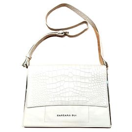 Bolsa clutch Barbara Bui, croco creme, feita de 100% couro de bezerro, nova Fora de branco