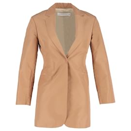 Victoria Beckham- Victoria Beckham Single-Breasted Blazer in Brown Cotton-Brown,Red