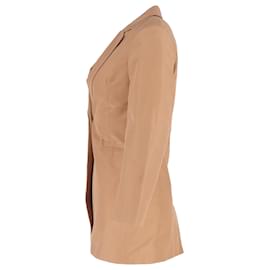 Victoria Beckham- Victoria Beckham Single-Breasted Blazer in Brown Cotton-Brown,Red