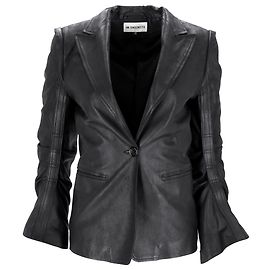 Ann Demeulemeester Single-Breasted Jacket in Black Leather Black