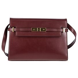 Borsa a spalla Manhattan Regular Saint Laurent in pelle bordeaux Rosso Bordò