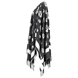 Alexander Mcqueen-Alexander McQueen Skull Print Cape In Grey Wool-Grey