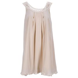Vestido mini em seda marfim com alças de renda de poá suíço da Temperley London Branco Cru