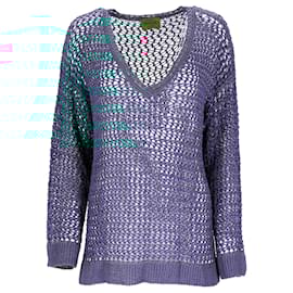 Missoni-Missoni V-neck Knit Sweater in Turquoise Rayon-Other