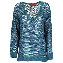 Pull en maille V en rayonne turquoise Missoni Autre