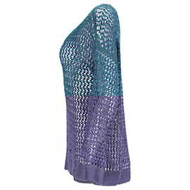 Missoni-Missoni V-neck Knit Sweater in Turquoise Rayon-Other