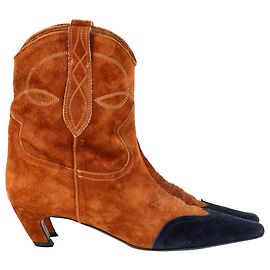 Bottes Western Khaite Dallas en daim marron Marron Rouge