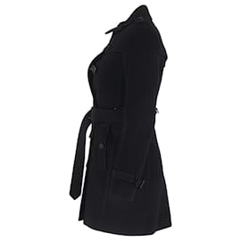 Burberry- Burberry Belted Double-Breasted Trench Coat in Black Wool-Black